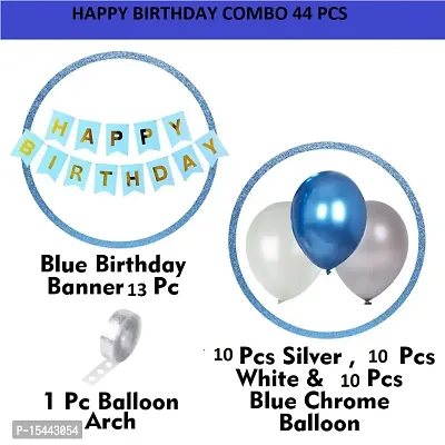 Happy Birthday Decorati, Arch, Blue/White/Silver Balloons For Birthday, Blue Birthday Combo for BOYS, MEN, KIDS - This latest decorations items for-thumb2