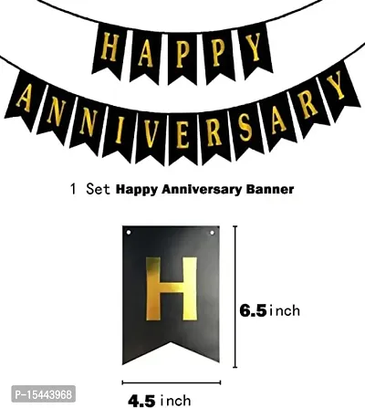 38​ Pcs​ ​Happy​ Anniversary ​​Banner set Combo​ with Black gold balloons star foil balloons ​ for Birthday Decoration Party Supplies with foil curtains, Beautiful Anniversary balloons for decorations-thumb4