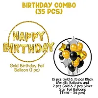 Birthday Decoration Items Kit- 35Pcs Birthday Decorative Combo set for Kids, Husband, Wife, Girls, Boys With Golden Black Helium Alphabet Foil Balloons,Metallic Rubber Baloon,Star Ballon-thumb1