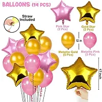 17Pcs Happy Birthday Foil Curtain, Banner and Balloons Decoration Items Combo for Birthday Supplies for Girls, Wife 17Pcs Pink Happy Birthday Decoration Combo Includes: 2Pcs Pink Foil curtain, 1Pc hap-thumb3