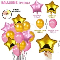 Happy Birthday Decoration Items Combo Kit For Happy Birthday Banner, Pink Foil Curtain, Party Supplies For Girls,Wife,Girlfriend Kit-17Pcs Happy Birthday Decoration Combo Includes: 2Pcs Pink Foil curt-thumb1