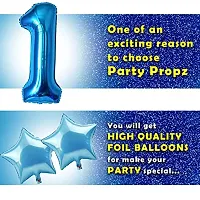 Birthday Decoration kit for 1st Birthday Boys-37Pcs with Foil Curtain / Bday Supplies Items with Blue HBD Bunting, Number Foil Baloons/1st Birth Day Props for Kids, Baby/Newborn Gifts Set-thumb2