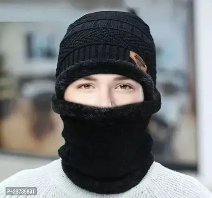 Unisex Winter Wear Wool Beanie Cap Plus Muffler Scarf Combo Set