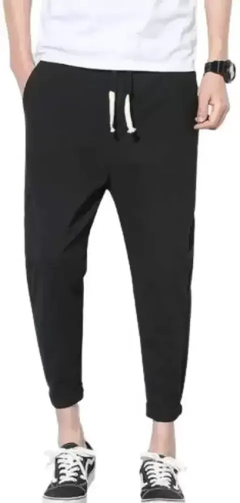 RiseMax Solid Color Regular Fit Sports Track Pants for Men (S, Black)