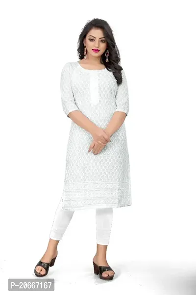 Womens Rayon Viscose Chikankari Kurti with Sequence Work-thumb0