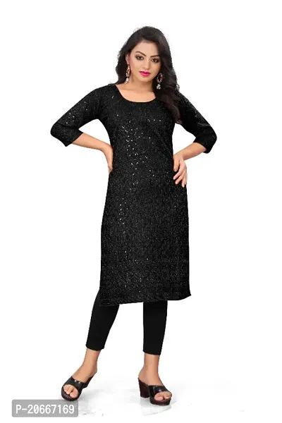 Womens Rayon Viscose Chikankari Kurti with Sequence Work-thumb0