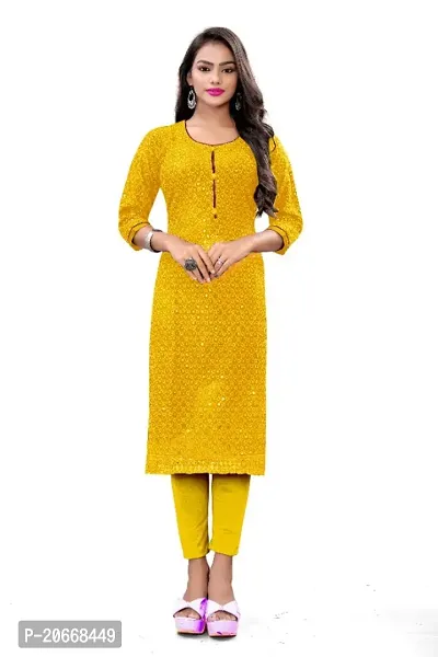 Womens Rayon Viscose Chikankari Kurti with Sequence Work-thumb0