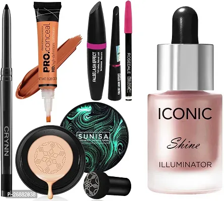 Makeup combo Rosedale Perfect Glazed 3In1 Eyeliner Mascara Eyebrow Pencil  Sunisa Air Cushion Foundation-thumb0