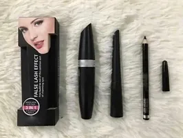 Makeup combo Eyebrow Pencil Black  Liquid Eyeliner  Mascara  Kajal (4 In 1)  + Lipstick (Set Of 5)-thumb1