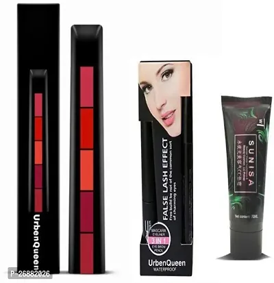 Makeup combo Fab 5 (5 In 1) Lipstick Plus Eyebrow Pencil Blackprimer-thumb0