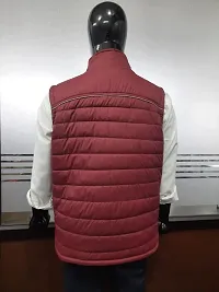 Stylish Maroon Nylon Solid Sleeveless Jackets For Men-thumb1