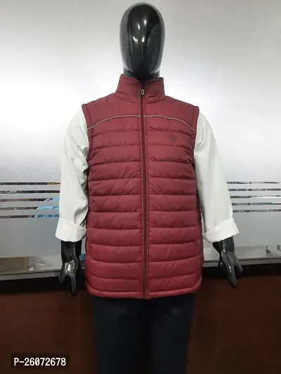 Stylish Maroon Nylon Solid Sleeveless Jackets For Men