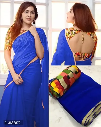 Navy Blue Silk Saree With Blouse 197487 | Saree designs, Trendy sarees, Blue  silk saree