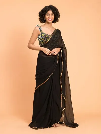 Designer Party Wear Women's Saree Black – mahezon