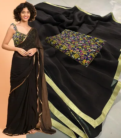 Shop Black Party Wear Georgette Sarees Online in India | Me99