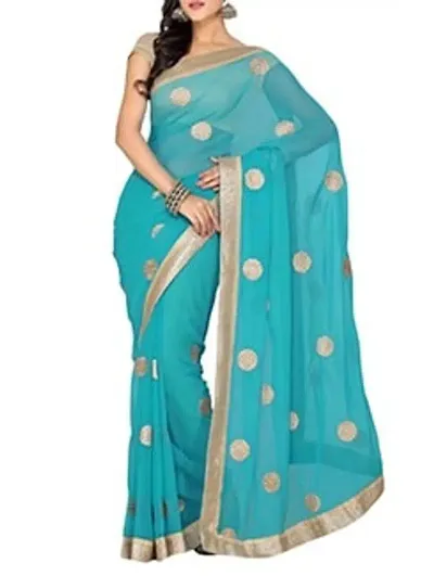 Latest Attractive Georgette Solid Saree with Blouse piece