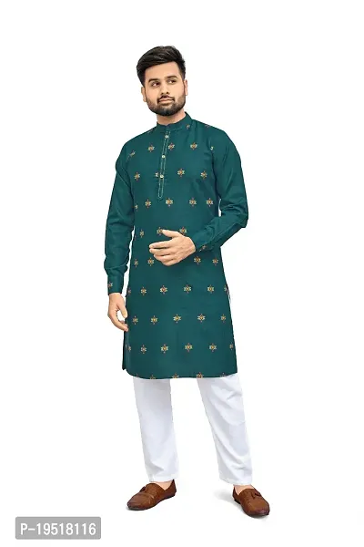 Reliable Green Cotton Printed Kurta And Bottom Sets For Men