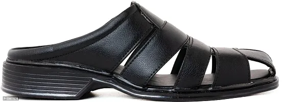 Comfortable Black Synthetic Leather Sandals For Men-thumb2