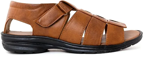 Comfortable Tan Synthetic Leather Sandals For Men-thumb1