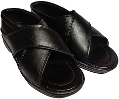 Comfortable Black Artificial Leather Sandals For Men-thumb1