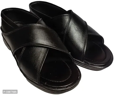 Comfortable Black Artificial Leather Sandals For Men-thumb2