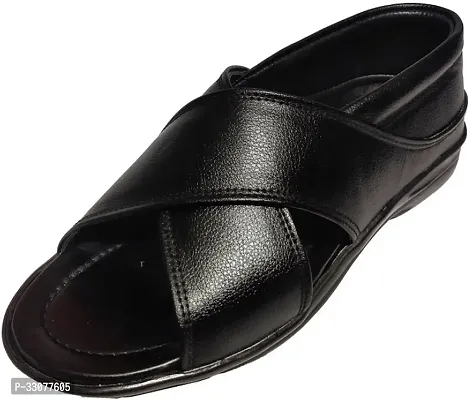 Comfortable Black Artificial Leather Sandals For Men-thumb0