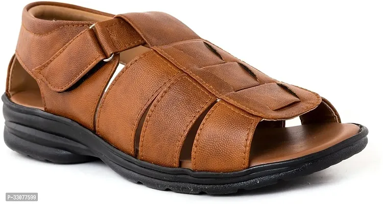 Comfortable Tan Synthetic Leather Sandals For Men-thumb0