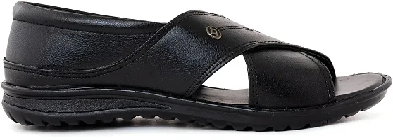 Comfortable Black Synthetic Leather Sandals For Men-thumb1