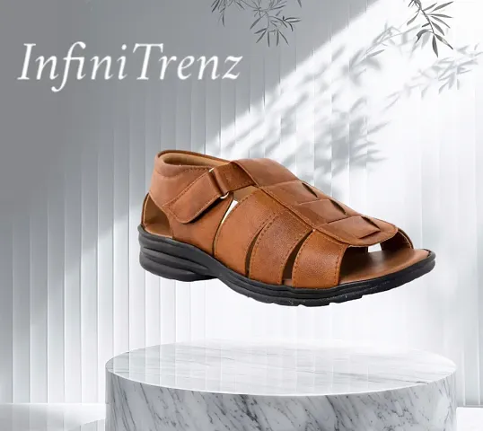 Comfortable Tan Synthetic Sandals For Men