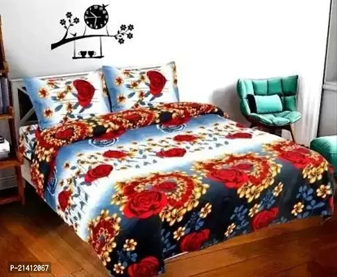 Comfortable Polycotton Printed Double Bedsheet with Pillow Covers-thumb0