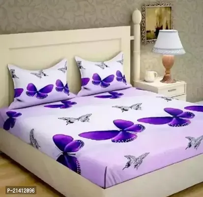 Comfortable Polycotton Printed Double Bedsheet with Pillow Covers-thumb0