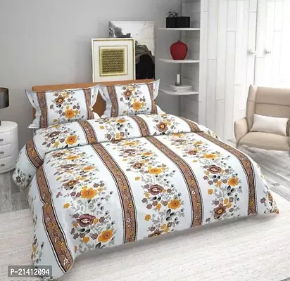 Comfortable Glace Cotton Printed Double Bedsheet with Pillow Covers-thumb0