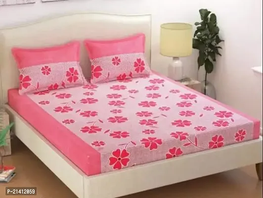 Comfortable Polycotton Printed Double Bedsheet with Pillow Covers-thumb0