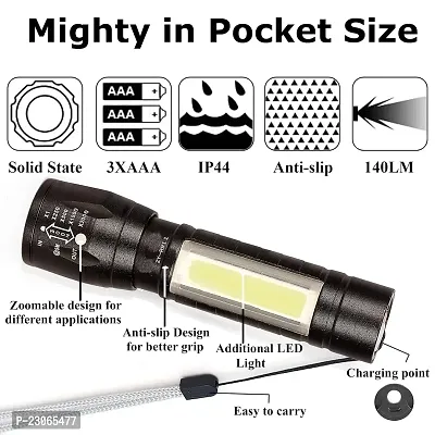 Focus Zoom Torch Light 3 Modes/Adjustable Mini USB Flashlight LED Rechargeable for Emergency and Activities ETC-thumb3