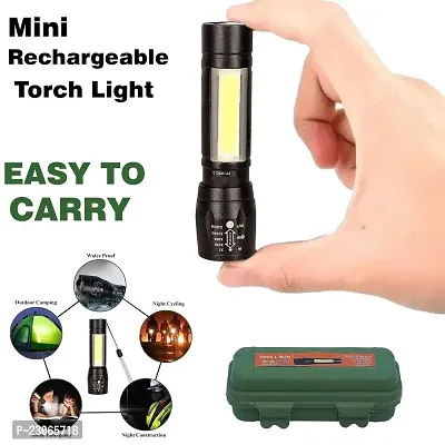 Zoomable Waterproof Torchlight LED 2in1 3 Mode Waterproof Rechargeable LED Zoomable Metal 7w Torch (Black, 9.3 cm, Rechargeable) Pack Of 1 Flash Light-thumb3