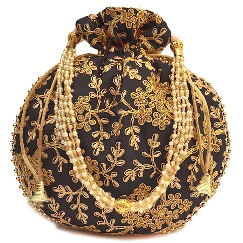 Designer Rajasthani Style Silk Embroidered Potli bag