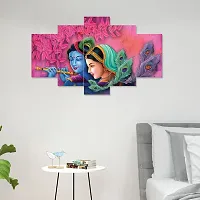 Radha Krishna Playing Flute Landscape, Religious Scenery Self Adhesive UV Coated 3D Painting for Home Decor with a Special Present Inside (30 inch x 17 inch, Multicolour) - Set of 5-thumb3