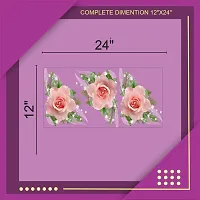 Decorative 30.48 Cm Pink Rose Beautiful Flower Wall Poster (24X12Inch) Self Adhesive Sticker-thumb1