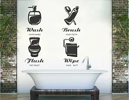 Decorative Rajasthan 32 Cm Bathroom Rules Wall Sticker (56X61Cm) Self Adhesive Sticker-thumb1