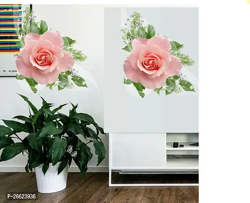 Decorative 30.48 Cm Pink Rose Beautiful Flower Wall Poster (24X12Inch) Self Adhesive Sticker