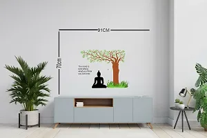 Decorative 58 Cm Lord Buddha Under Tree Quito On Mind Wall Sticker (91X70Cm) Self Adhesive Sticker-thumb1