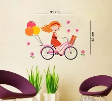 Decorative 67 Cm Bicycle Girl Wall Sticker (91X60 Cm) Self Adhesive Sticker-thumb1