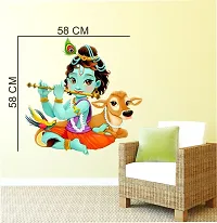 Decorative 58 Cm Little Krishna With Cow Wall Sticker For Livingroom Sticker Self Adhesive Sticker-thumb1