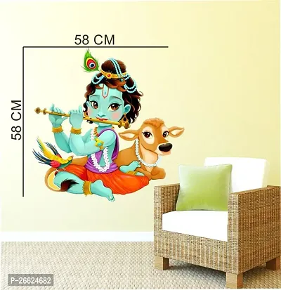 Decorative 58 Cm Little Krishna With Cow Wall Sticker For Livingroom Sticker Self Adhesive Sticker-thumb2