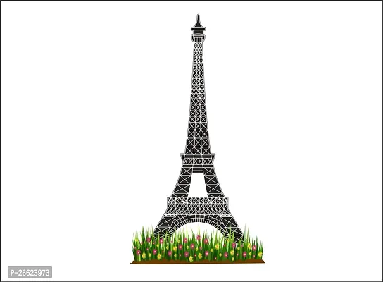 Decorative 70 Cm Paris Eiffel Tower With Grass Wall Sticker Covering Area (91X168Cm) Self Adhesive Sticker