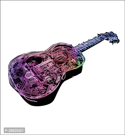 Decorative 67 Cm Musical Guitar Design Wall Sticker (62Cm X 83 Cm) Self Adhesive Sticker-thumb0