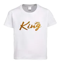 Giftlub King Golden Printed Crew Neck Men's White Tshirt (King_L)-thumb1