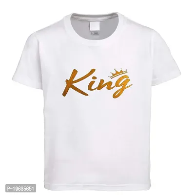 Giftlub King Golden Printed Crew Neck Men's White Tshirt (King_L)-thumb2