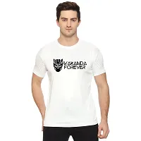 S SPOTEAN Wakand Forever Printed Men's Regular Fit Round Neck Half Sleeve T-Shirt White-thumb1