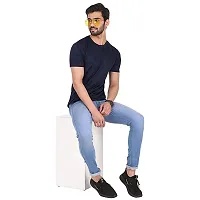 Spotean Mens Tshirt | Regular Fit Polyester T-Shirt for Men | Comfortable Soft and Well Crafted Classic Half Sleeve Tshirts | Casual Mens Tshirt in Dark Blue Color - Small-thumb4